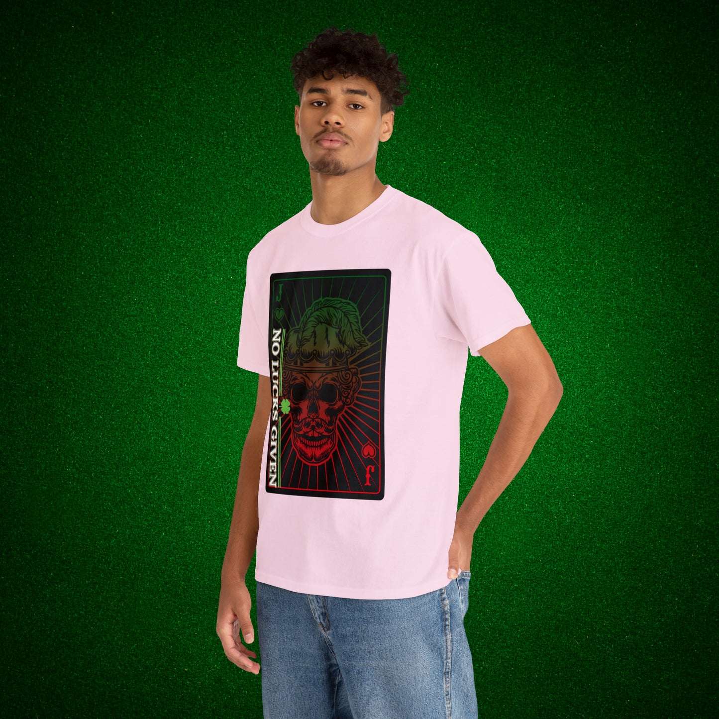 No Lucks Given Angry Jack of Hearts Green Red Poker T-Shirt Must have Good Luck All-in