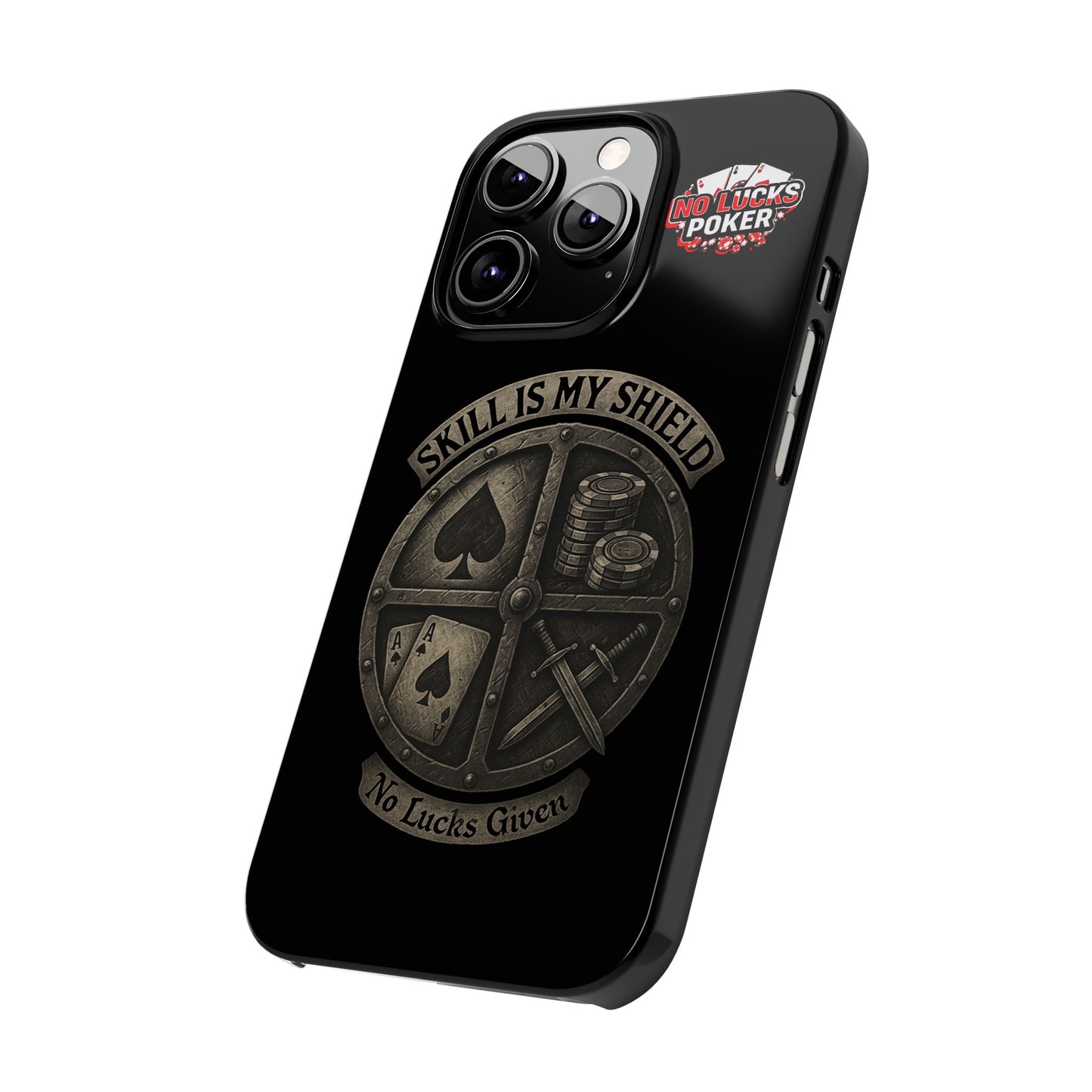Skill Is My Shield Poker Phone Case | Zero Lucks – Ace of Spades & Crossed Swords -  iPhone 13 - 16