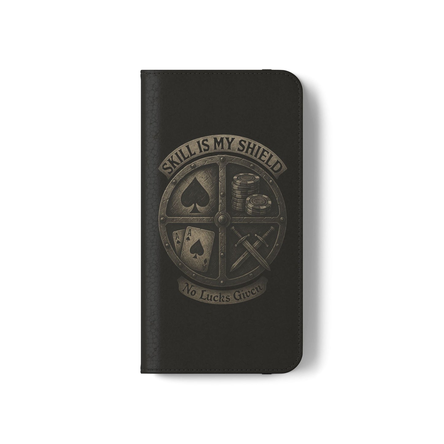 Skill Is My Shield Poker Phone Case | Zero Lucks – Ace of Spades & Crossed Swords – iPhone & Android Phone Cover