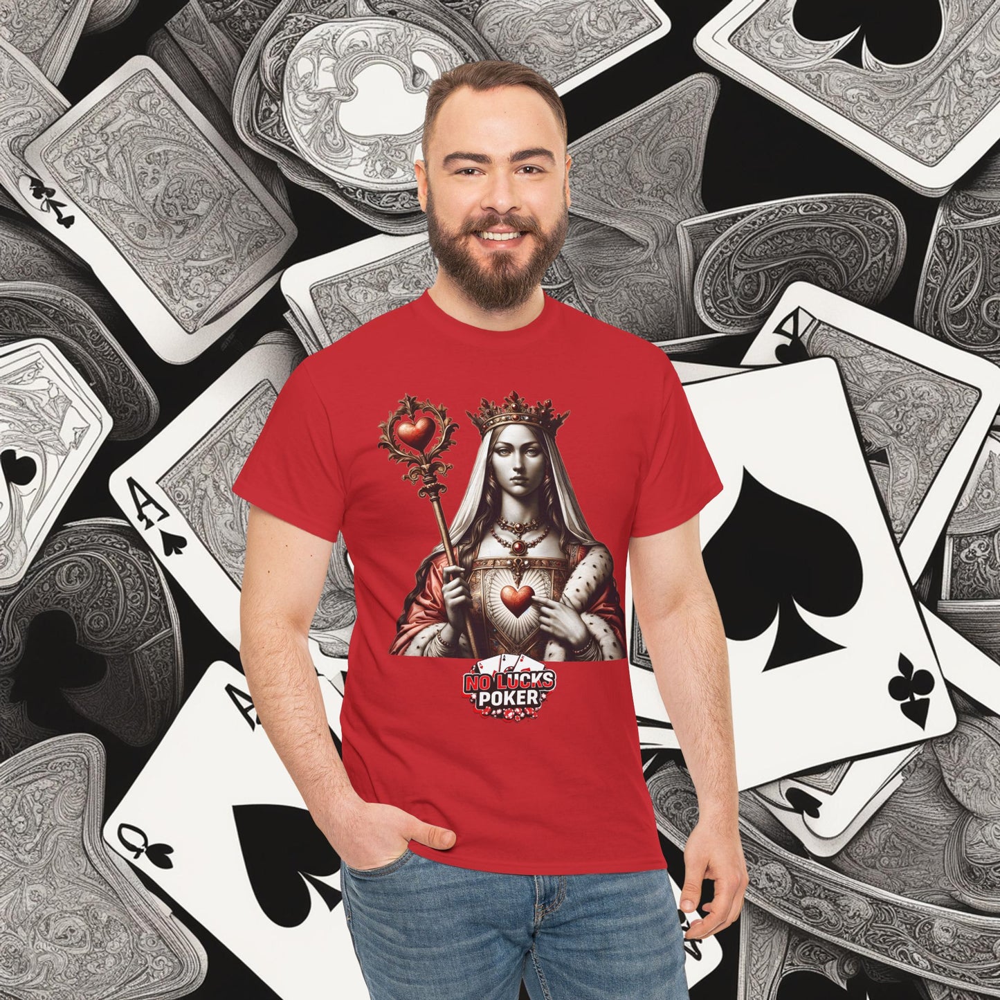 Queen of Hearts Poker T-Shirt | Unisex Heavy Cotton Tee