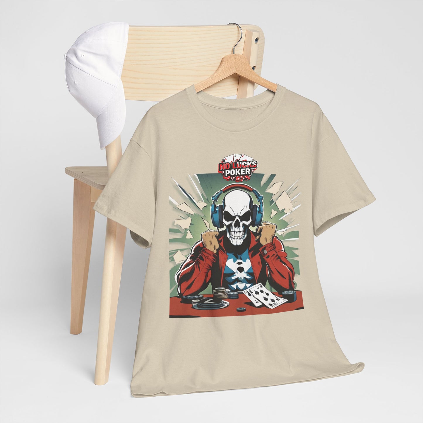 No Lucks Given – Poker Skull w/ Headphones Tee (Hero/Villain Edition)