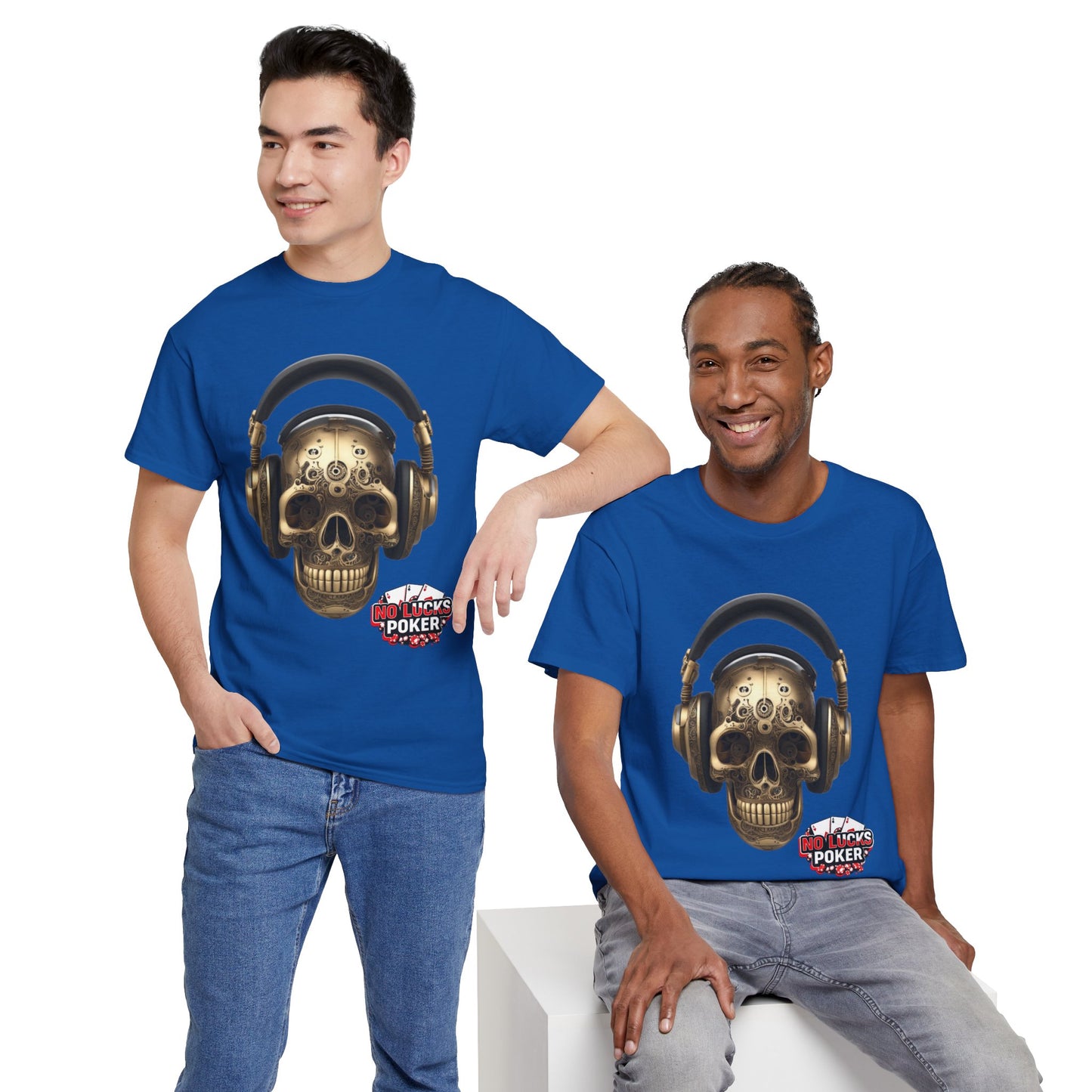 Clockwork steampunk Skull with headphones unisex heavy cotton T-shirt