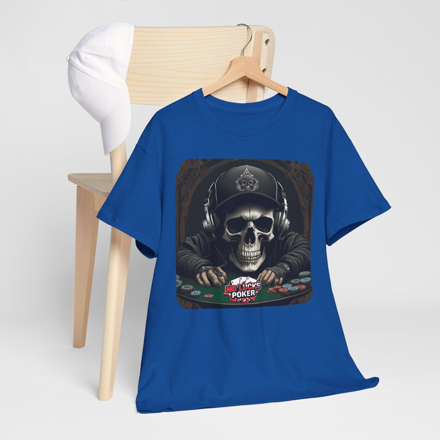 No Lucks Given – Hoodie Skull & Headphones Poker Tee