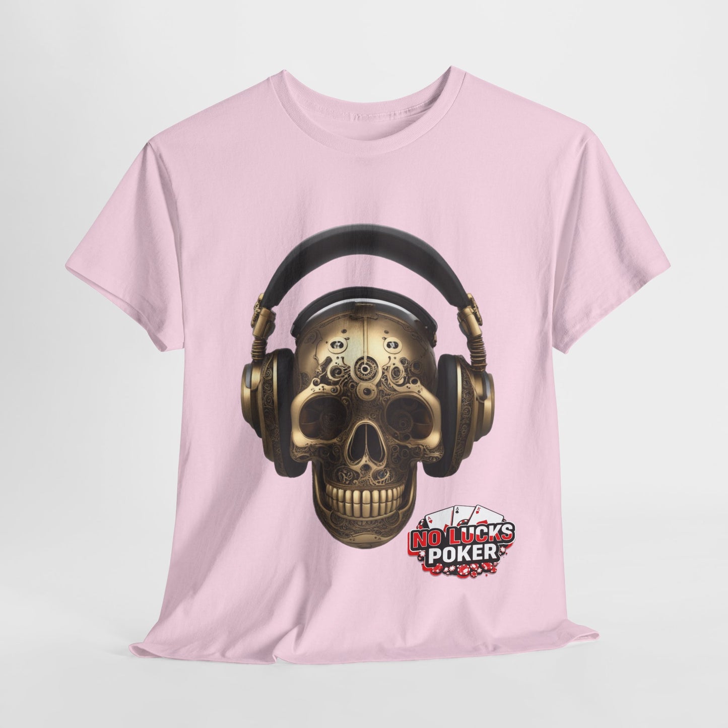 Clockwork steampunk Skull with headphones unisex heavy cotton T-shirt