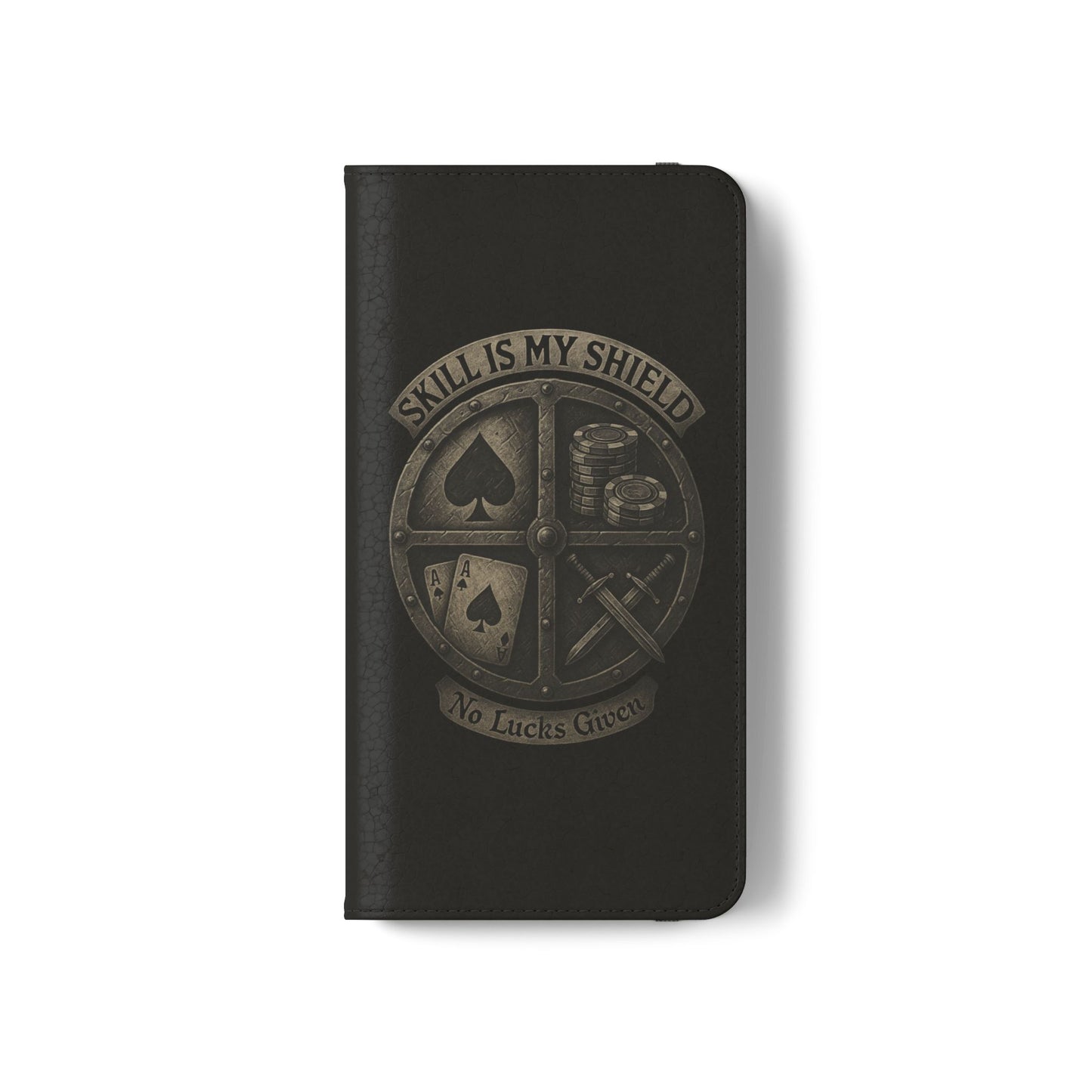 Skill Is My Shield Poker Phone Case | Zero Lucks – Ace of Spades & Crossed Swords – iPhone & Android Phone Cover