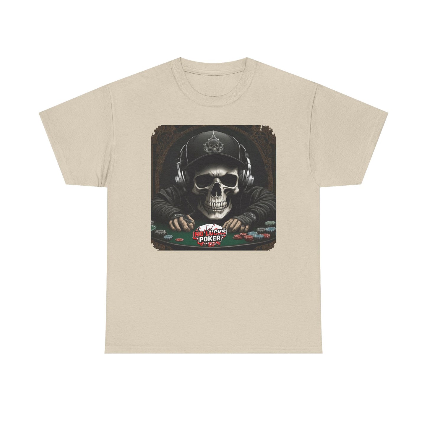No Lucks Given – Hoodie Skull & Headphones Poker Tee