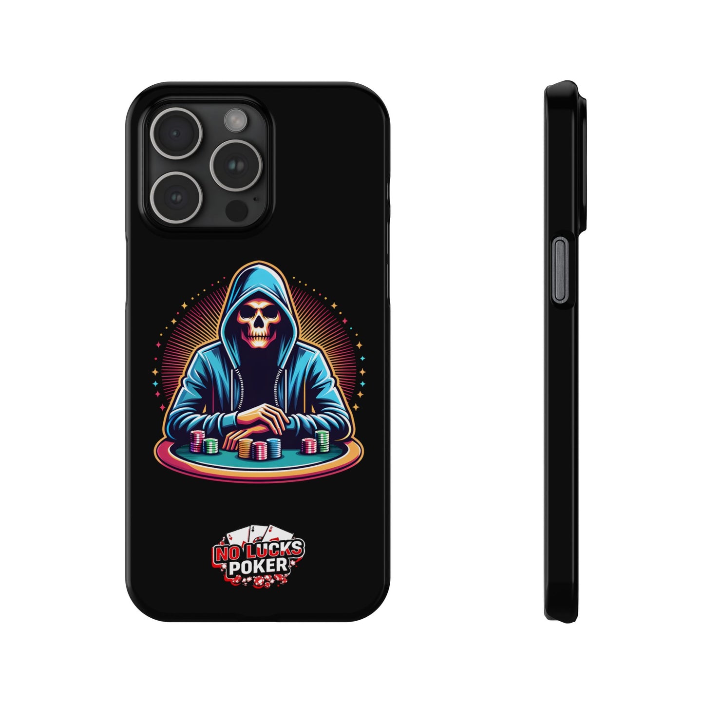 Poker Player with Skull at Poker Table Slim Phone Case -  iPhone 13 - 15