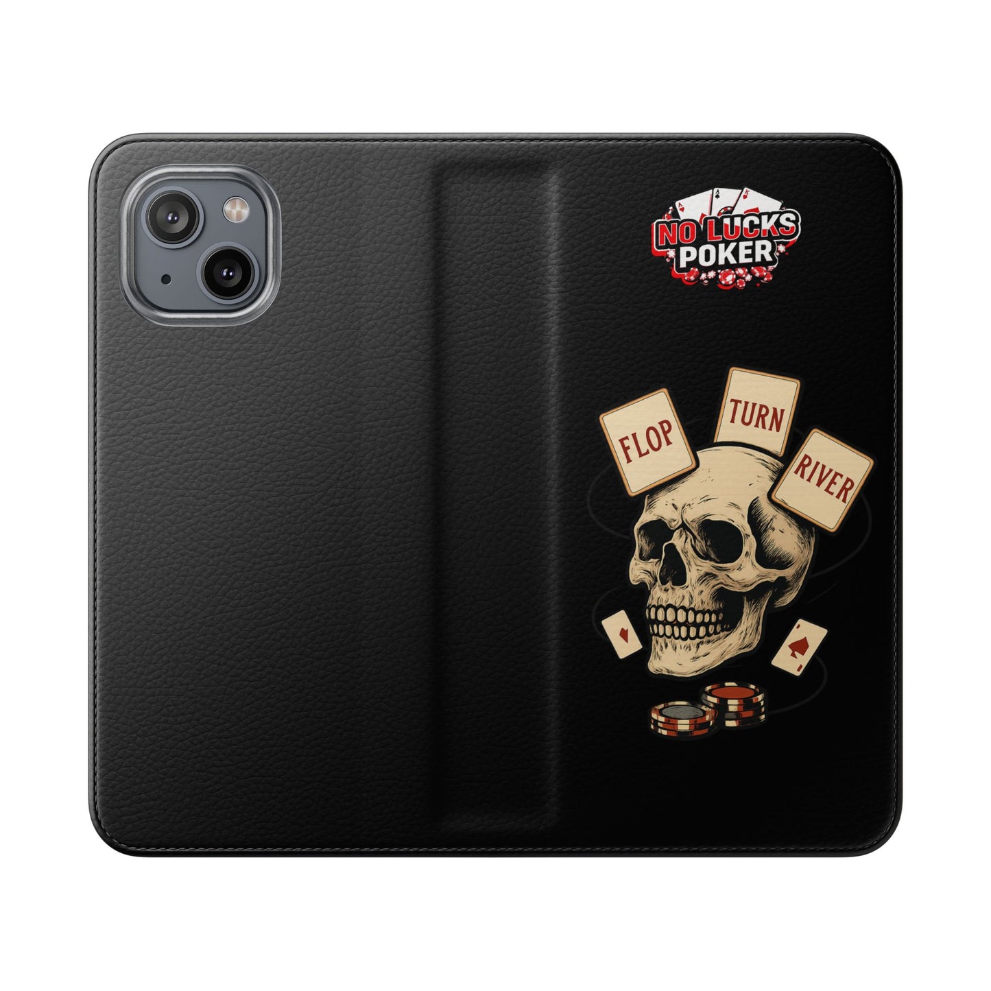 Flop Turn River Skull Wallet Phone Case | Zero Lucks – Poker Grind Gear