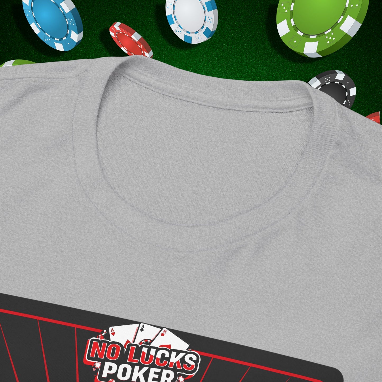 No Lucks Given Ace of Clubs card with two big axes Red Green Poker T-Shirt Must have Good Luck All-in