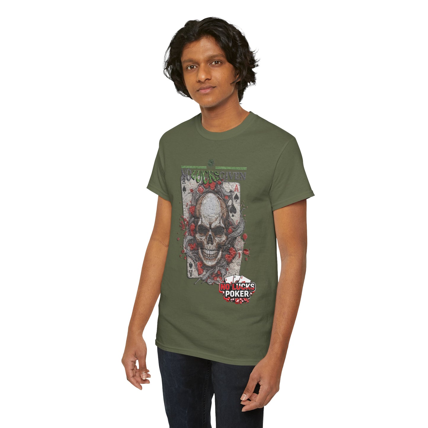 No Lucks Given Skull Breaking thru Ace of Spades T-Shirt Must have Good Luck All-in