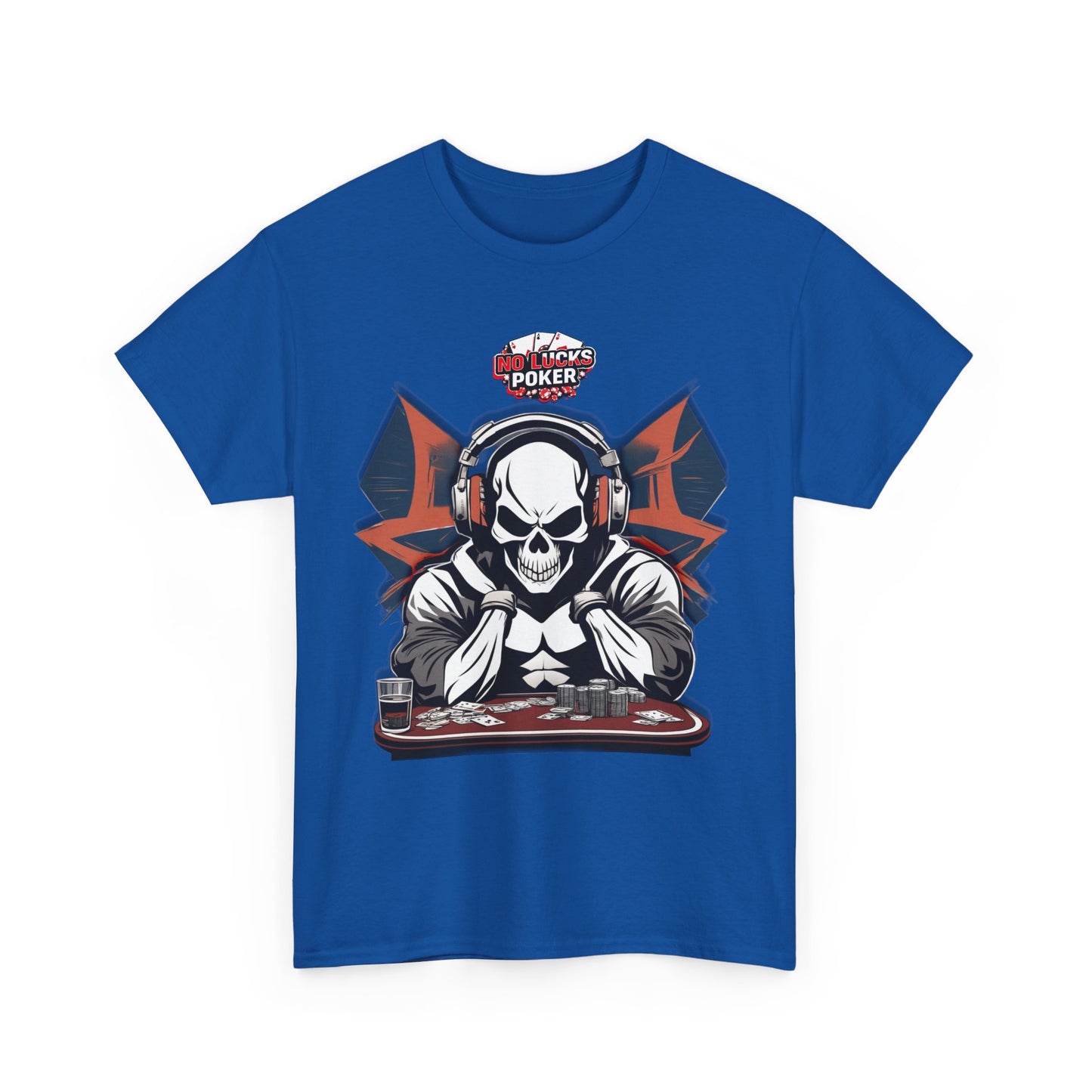 No Lucks Given – Hero/Villain Poker Skull Tee (Headphones Edition)