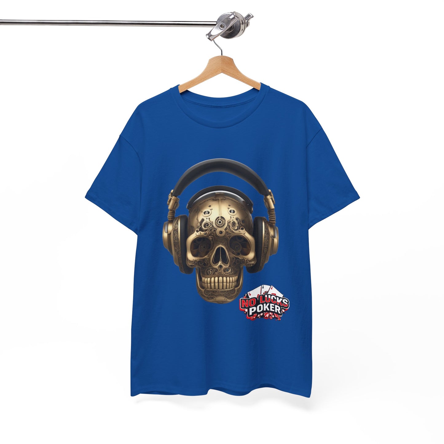 Clockwork steampunk Skull with headphones unisex heavy cotton T-shirt