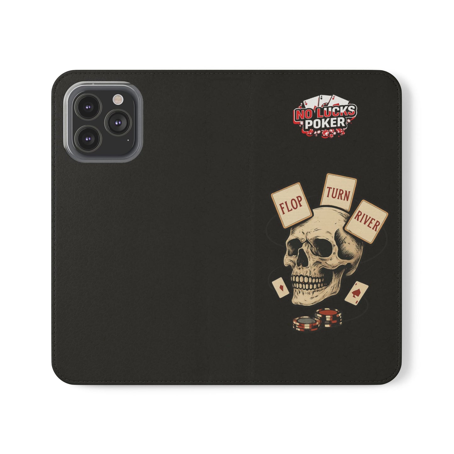 Flop Turn River Skull Wallet Phone Case | Zero Lucks – Poker Grind Gear