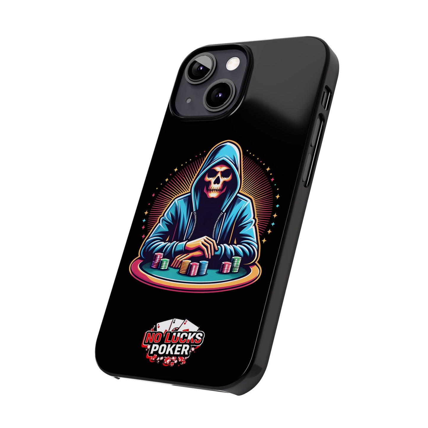 Poker Player with Skull at Poker Table Slim Phone Case -  iPhone 13 - 15