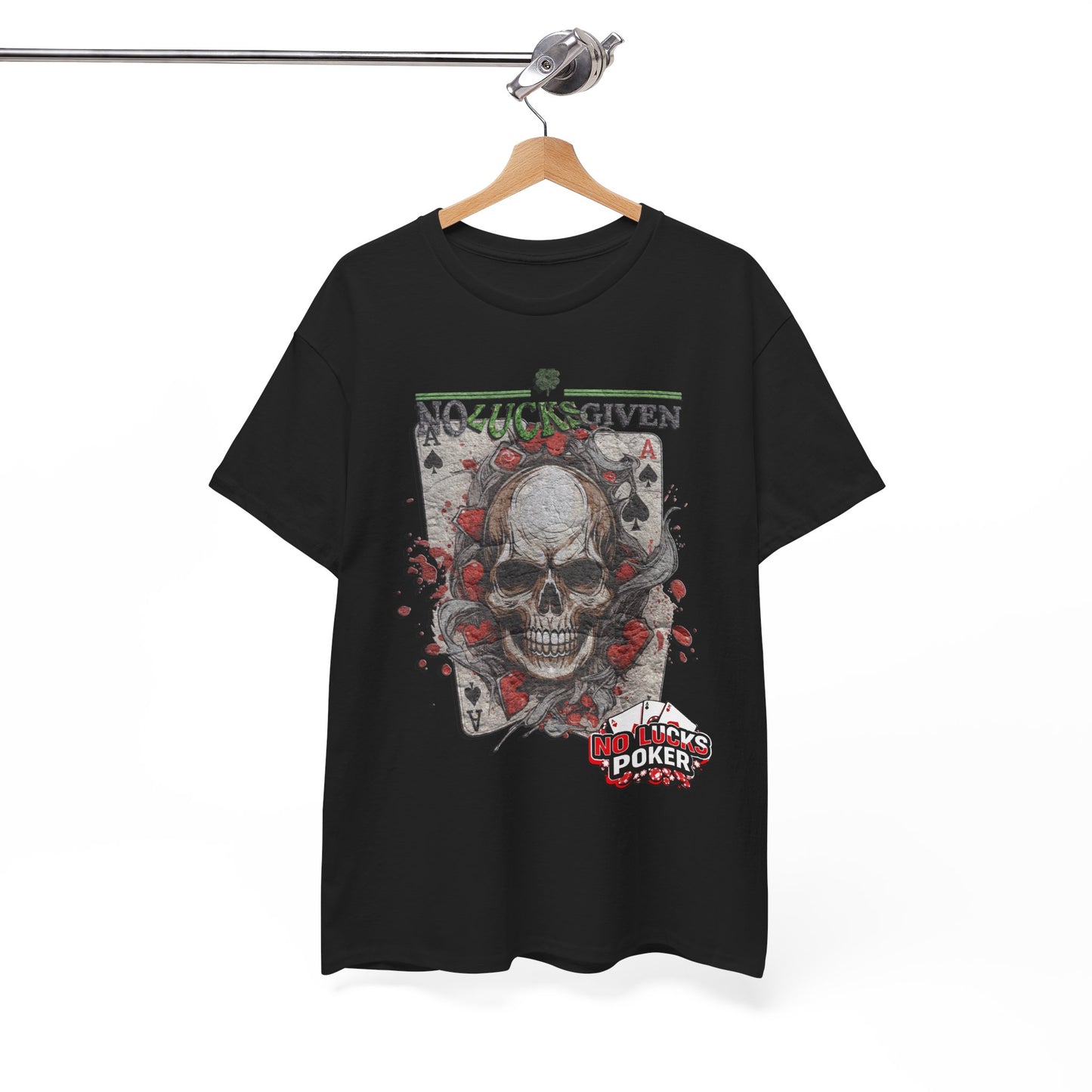 No Lucks Given Skull Breaking thru Ace of Spades T-Shirt Must have Good Luck All-in