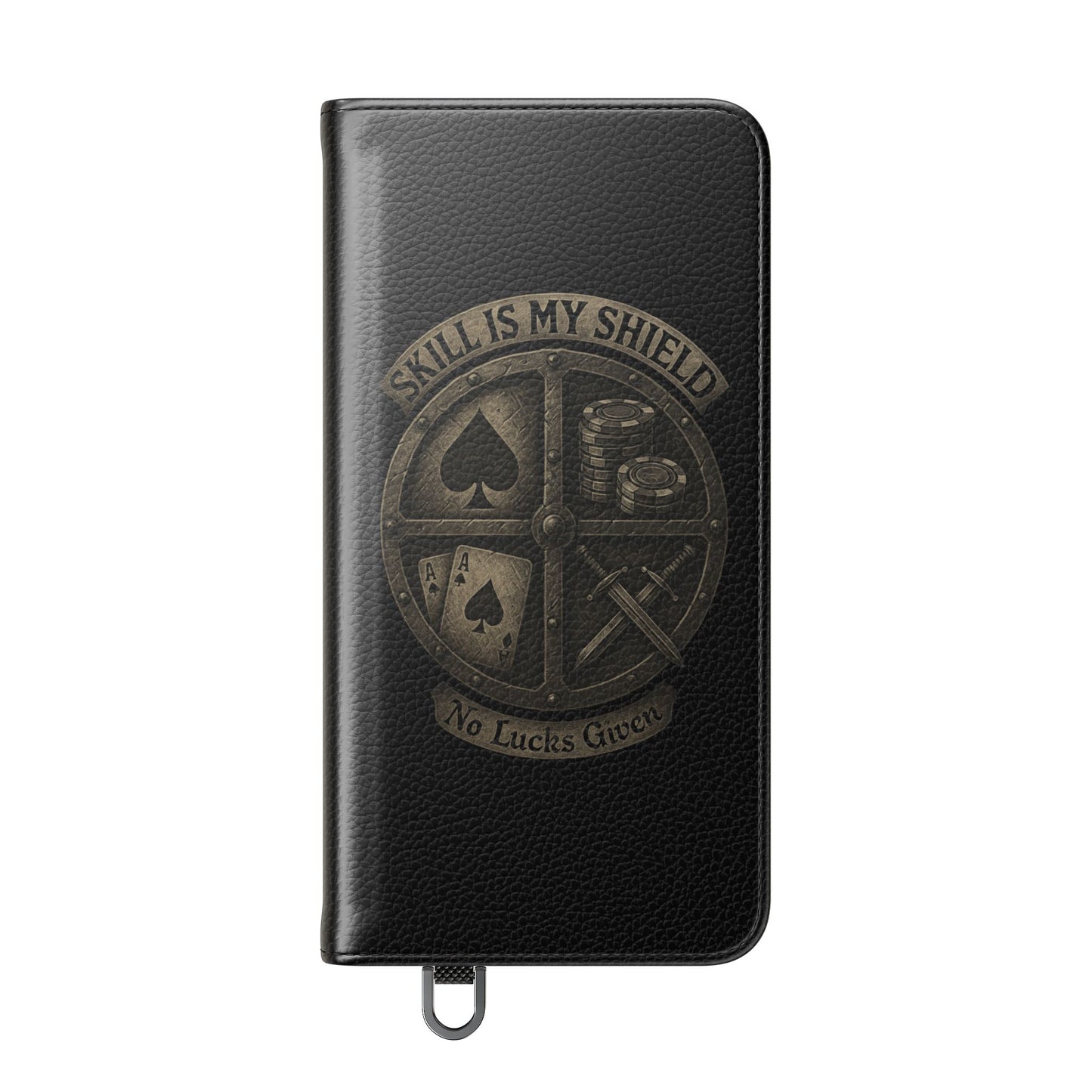 Skill Is My Shield Poker Phone Case | Zero Lucks – Ace of Spades & Crossed Swords – iPhone & Android Phone Cover