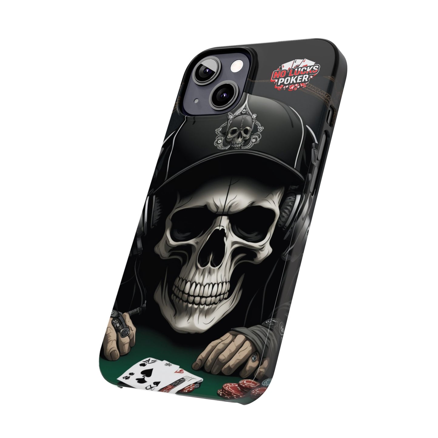 Poker Player with Skull at Poker Table Slim Phone Case -  iPhone 13 - 16