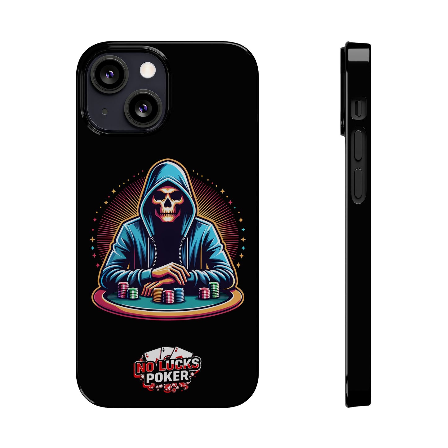Poker Player with Skull at Poker Table Slim Phone Case -  iPhone 13 - 15