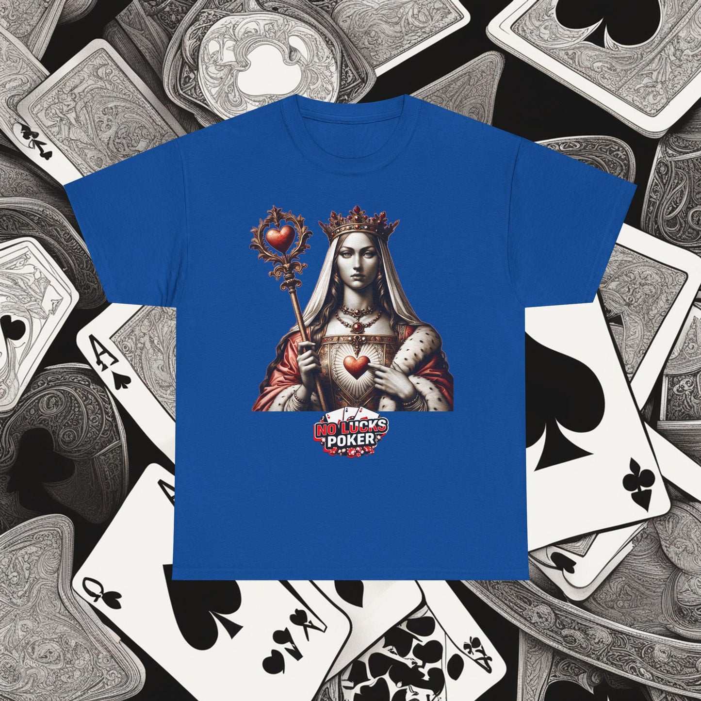 Queen of Hearts Poker T-Shirt | Unisex Heavy Cotton Tee