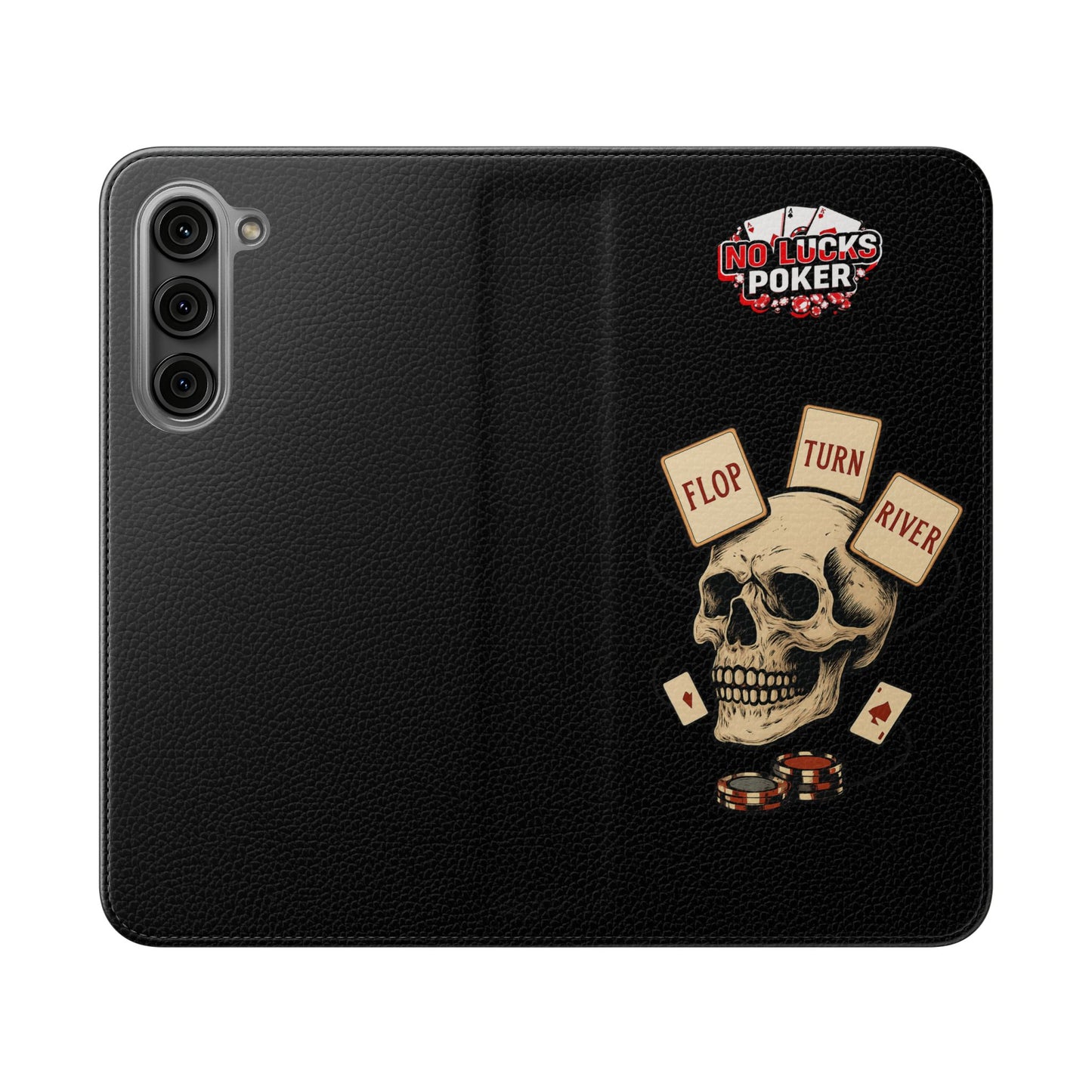 Flop Turn River Skull Wallet Phone Case | Zero Lucks – Poker Grind Gear