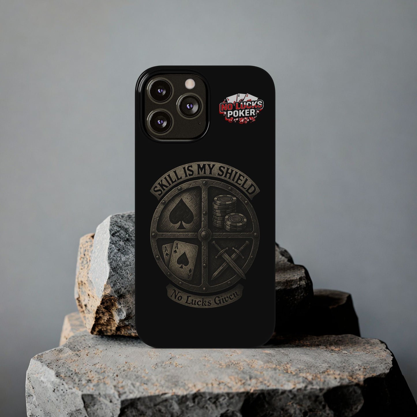Skill Is My Shield Poker Phone Case | Zero Lucks – Ace of Spades & Crossed Swords -  iPhone 13 - 16