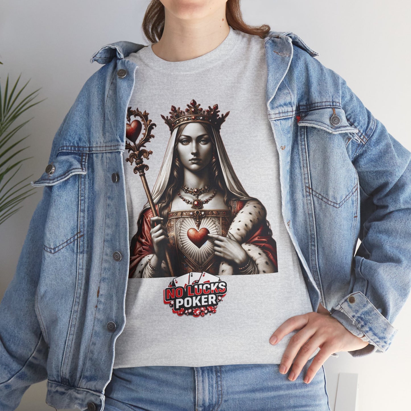 Queen of Hearts Poker T-Shirt | Unisex Heavy Cotton Tee