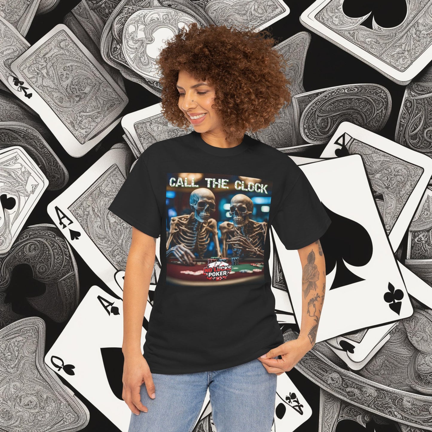 Call the clock skull unisex heavy cotton T-Shirt Must have Good Luck All-in