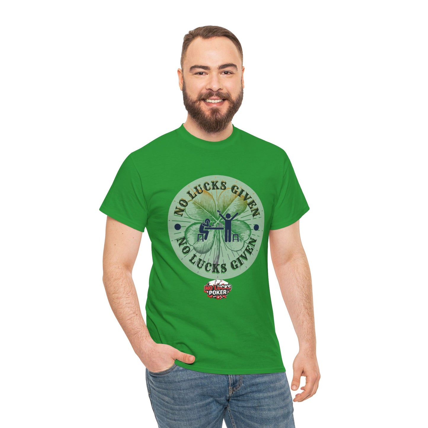 No Lucks Given – Large Clover Poker T-Shirt | Skill Over Luck