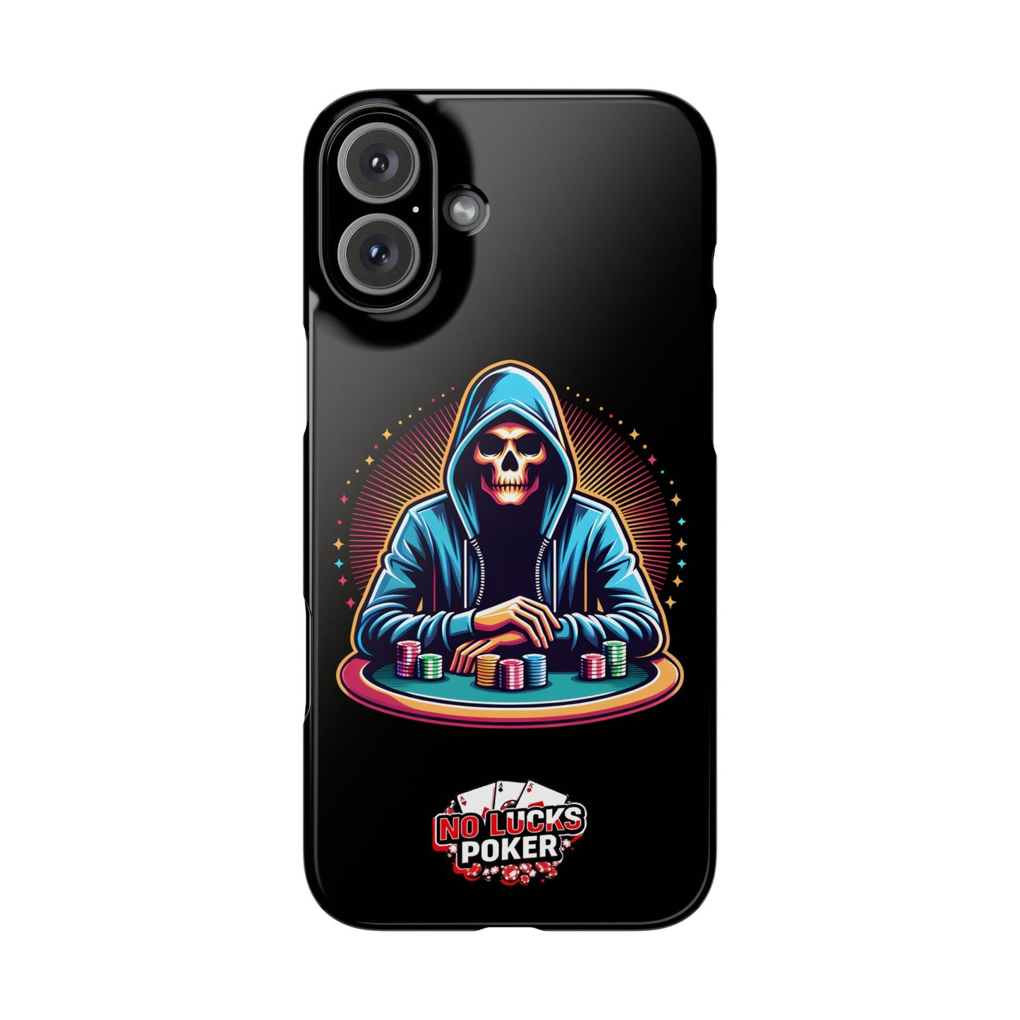 Poker Player with Skull at Poker Table Slim Phone Case -  iPhone 13 - 15