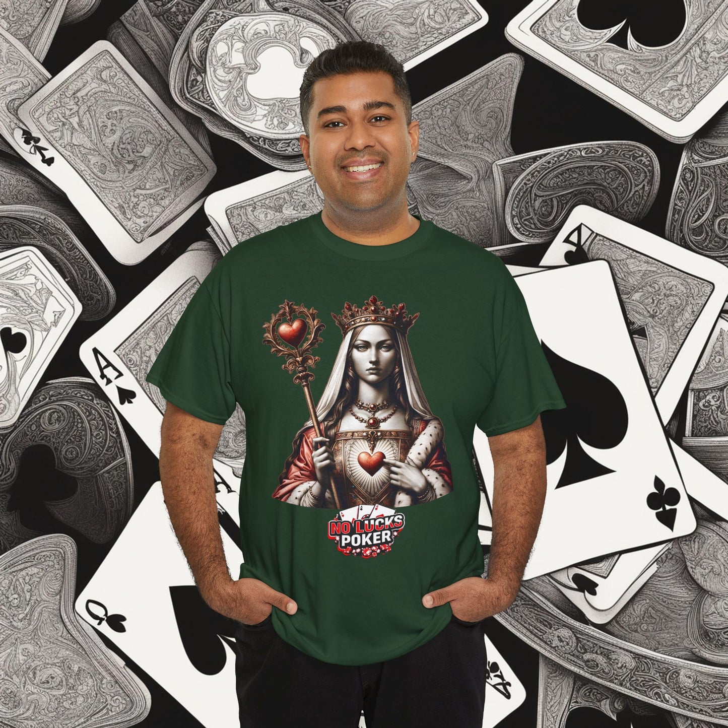 Queen of Hearts Poker T-Shirt | Unisex Heavy Cotton Tee
