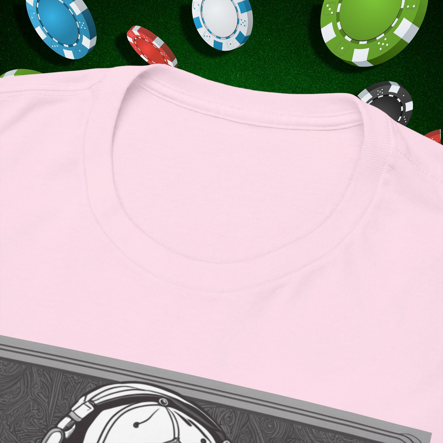 Poker Skull in hoodie and headphones unisex heavy cotton T-shirt No Lucks Given