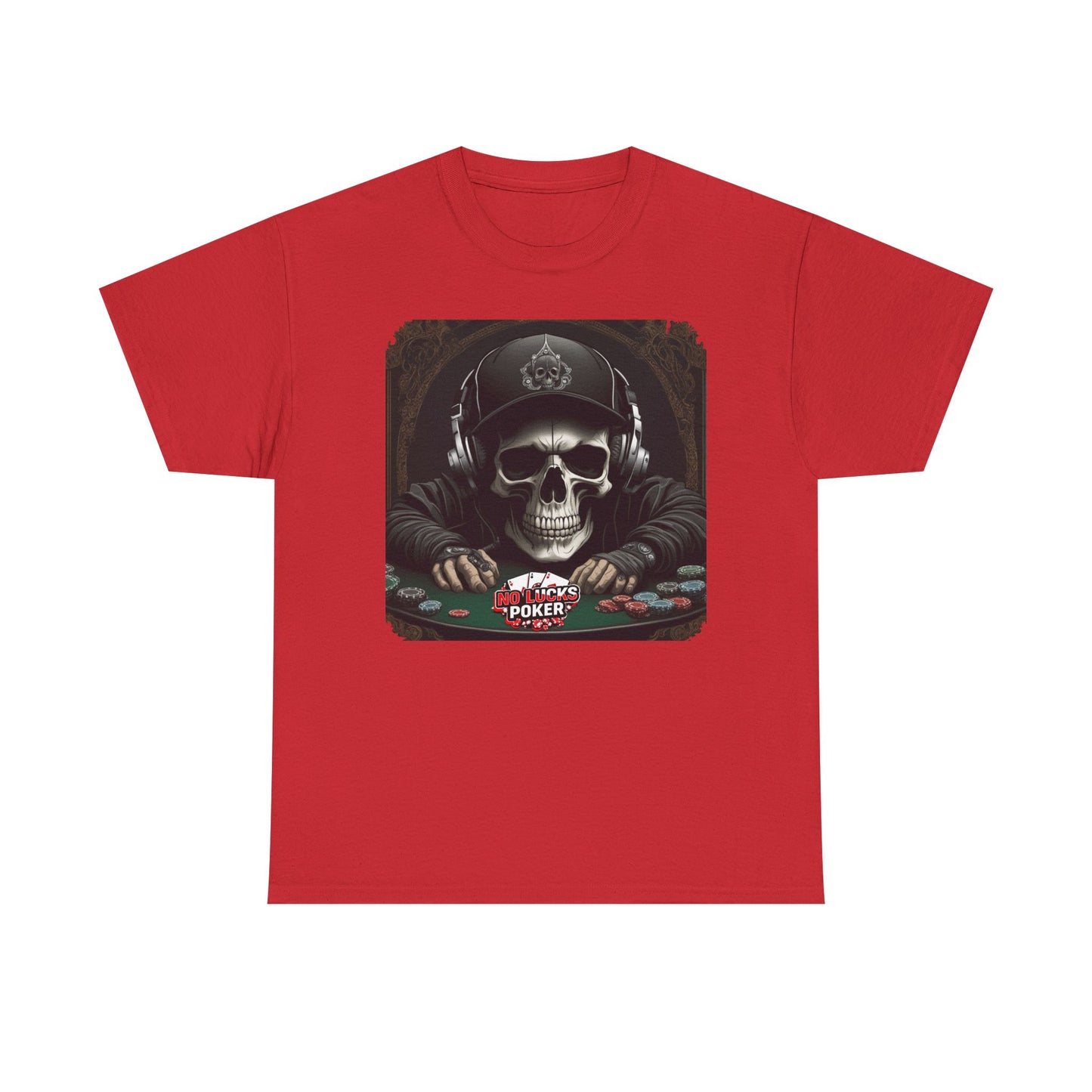 No Lucks Given – Hoodie Skull & Headphones Poker Tee