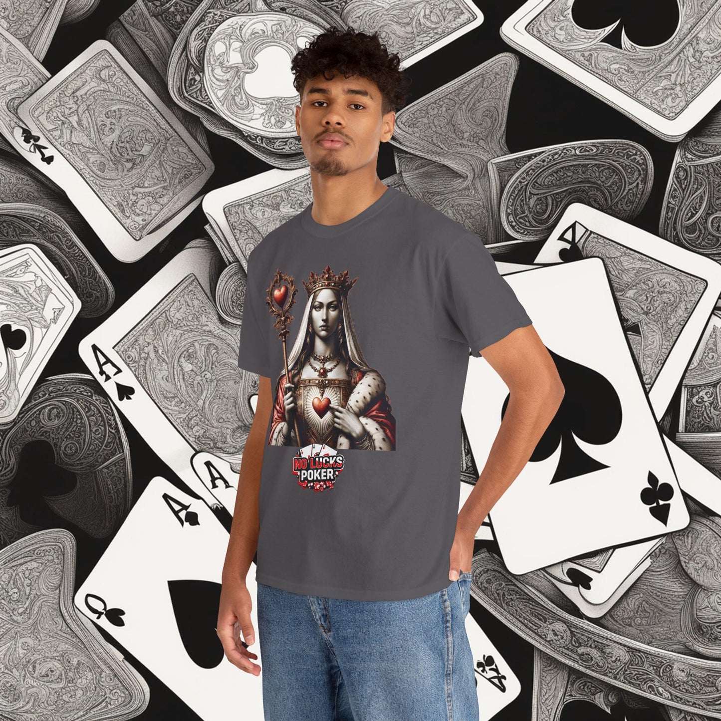 Queen of Hearts Poker T-Shirt | Unisex Heavy Cotton Tee