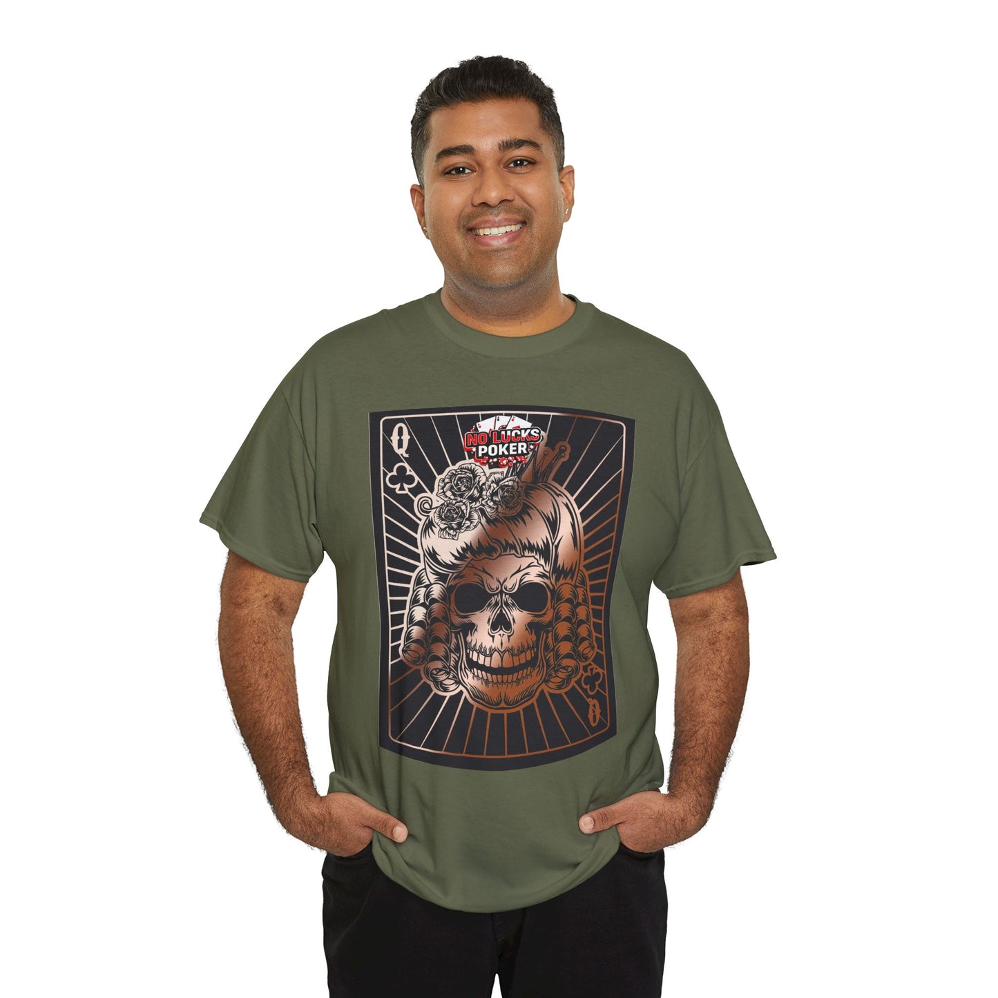 No Lucks Given Angry Queen of Clubs Copper Poker T-Shirt Must have Good Luck All-in