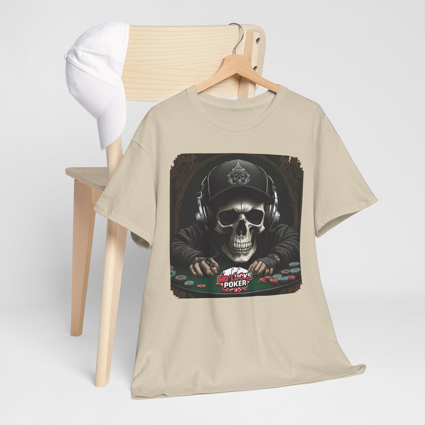 No Lucks Given – Hoodie Skull & Headphones Poker Tee