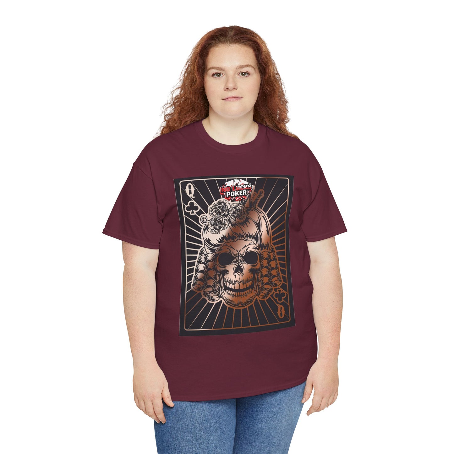 No Lucks Given Angry Queen of Clubs Copper Poker T-Shirt Must have Good Luck All-in