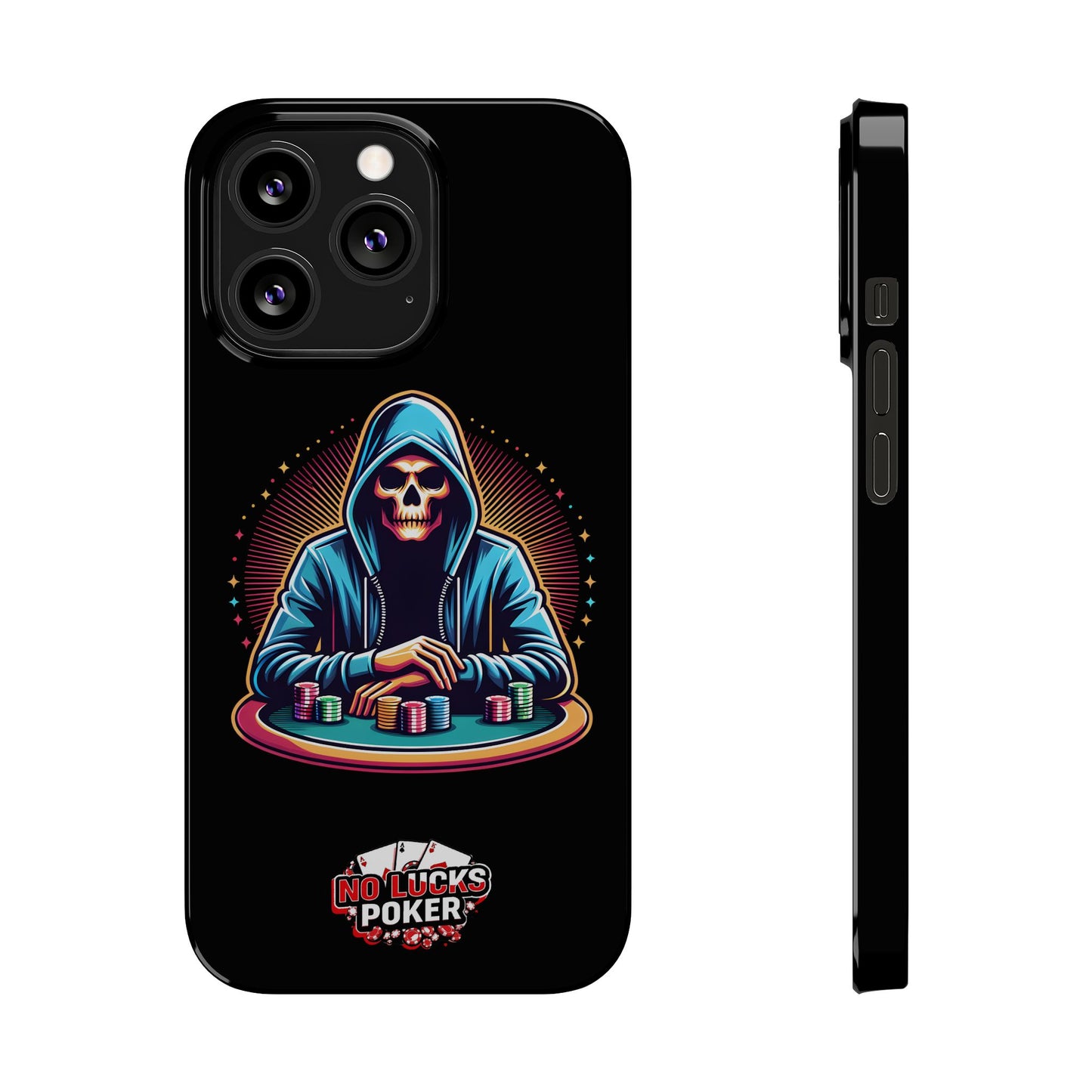 Poker Player with Skull at Poker Table Slim Phone Case -  iPhone 13 - 15