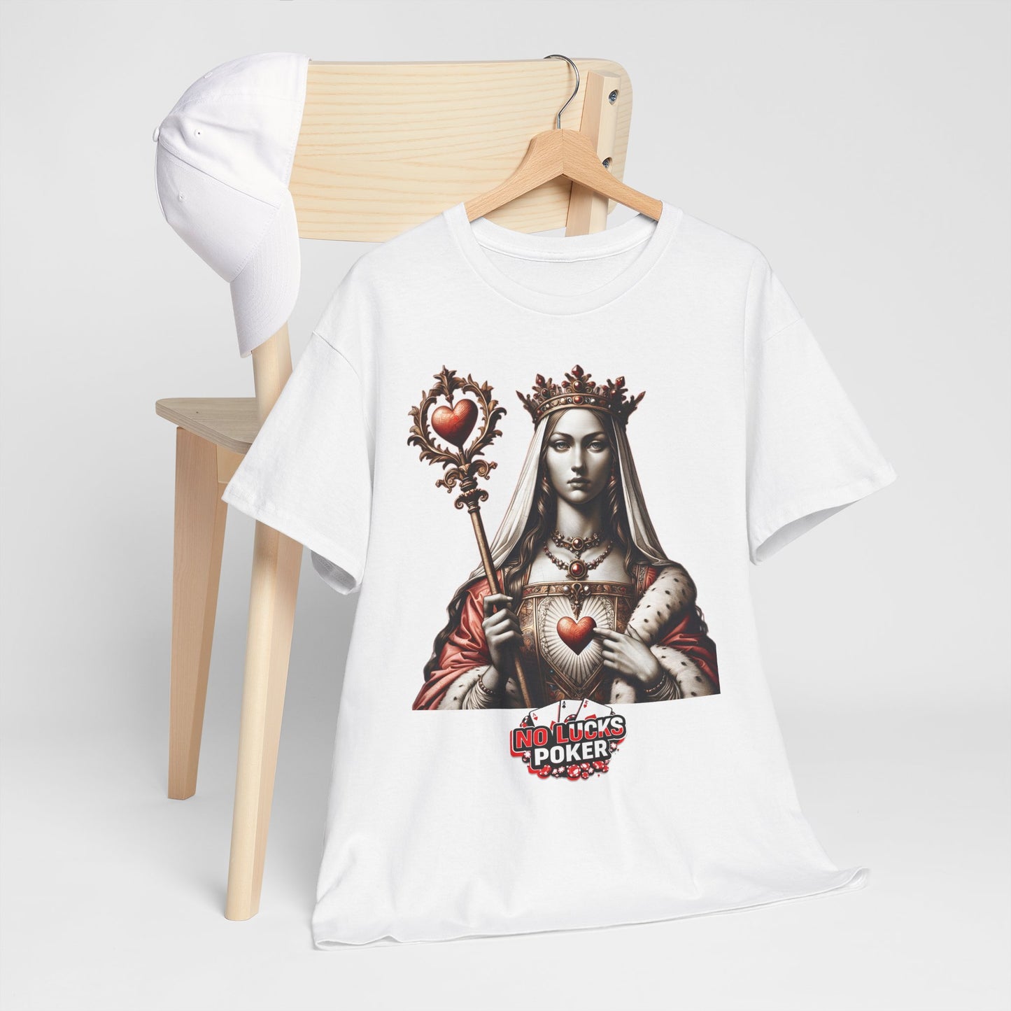 Queen of Hearts Poker T-Shirt | Unisex Heavy Cotton Tee