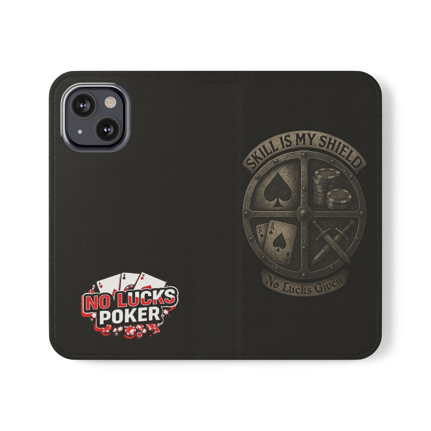 Skill Is My Shield Poker Phone Case | Zero Lucks – Ace of Spades & Crossed Swords – iPhone & Android Phone Cover