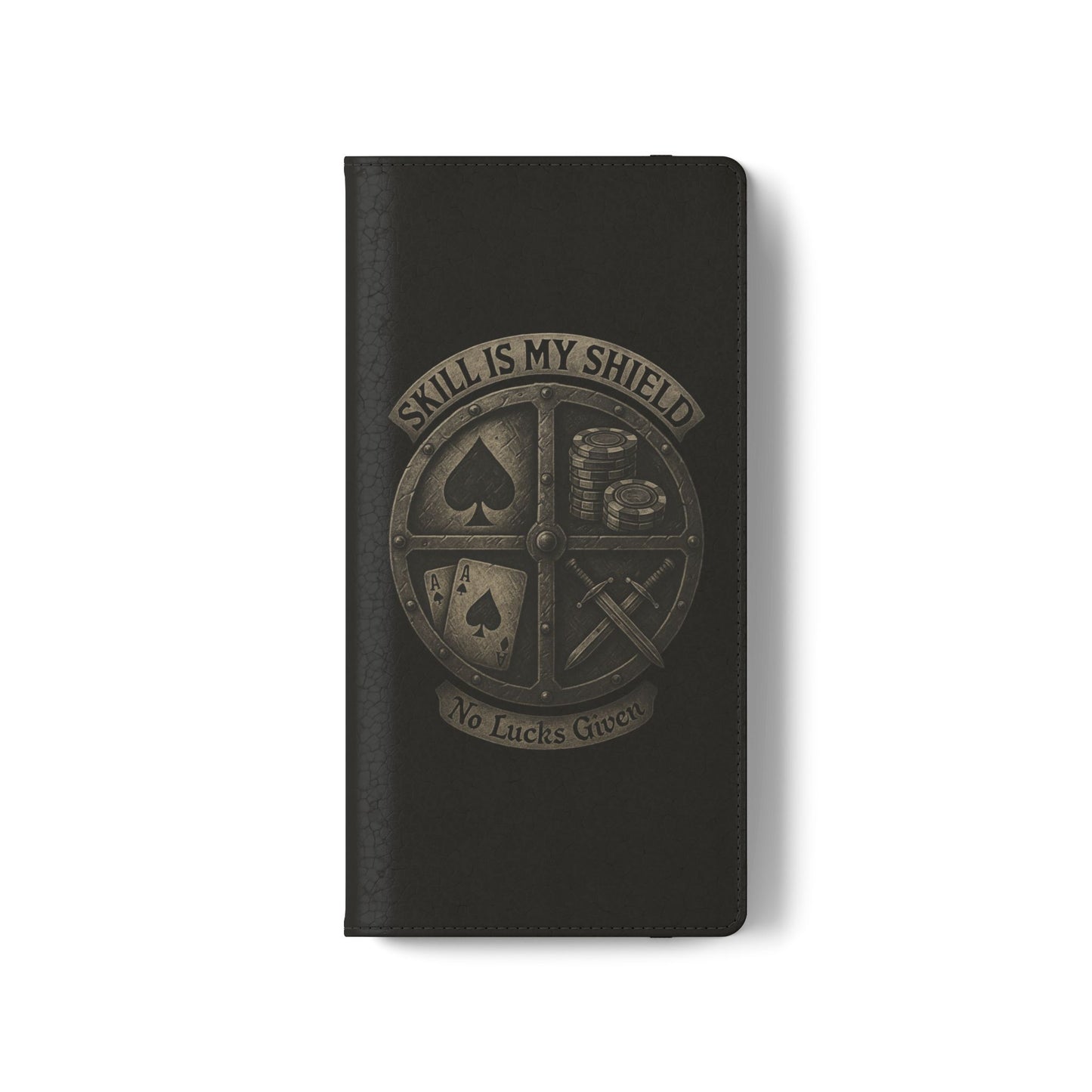 Skill Is My Shield Poker Phone Case | Zero Lucks – Ace of Spades & Crossed Swords – iPhone & Android Phone Cover