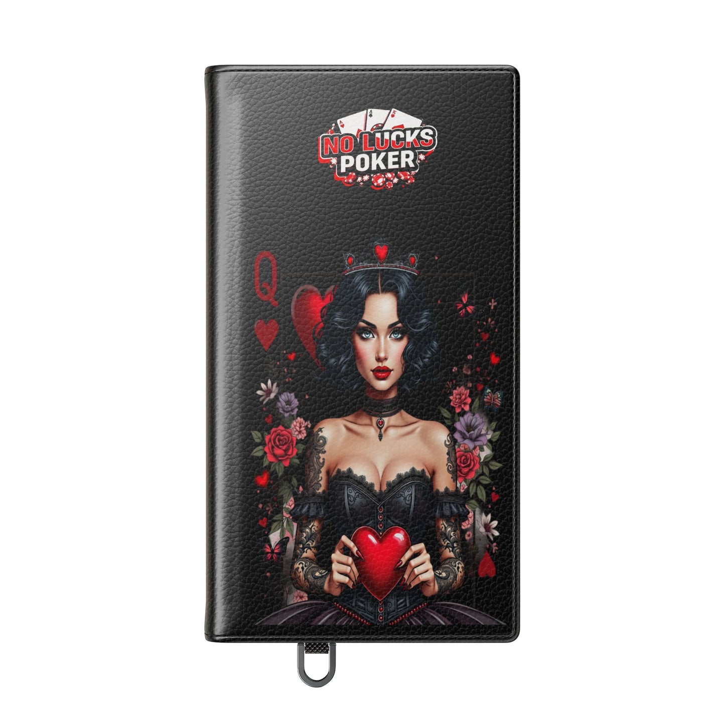 Queen of Hearts Gothic Wallet Phone Case | Zero Lucks – Dark Poker Design – iPhone & Android Phone Cover