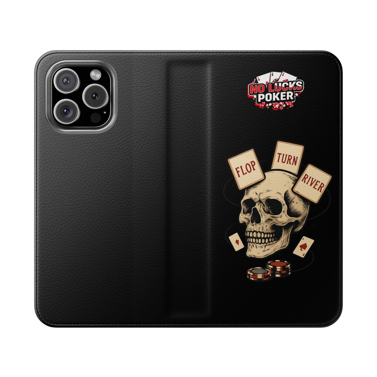 Flop Turn River Skull Wallet Phone Case | Zero Lucks – Poker Grind Gear