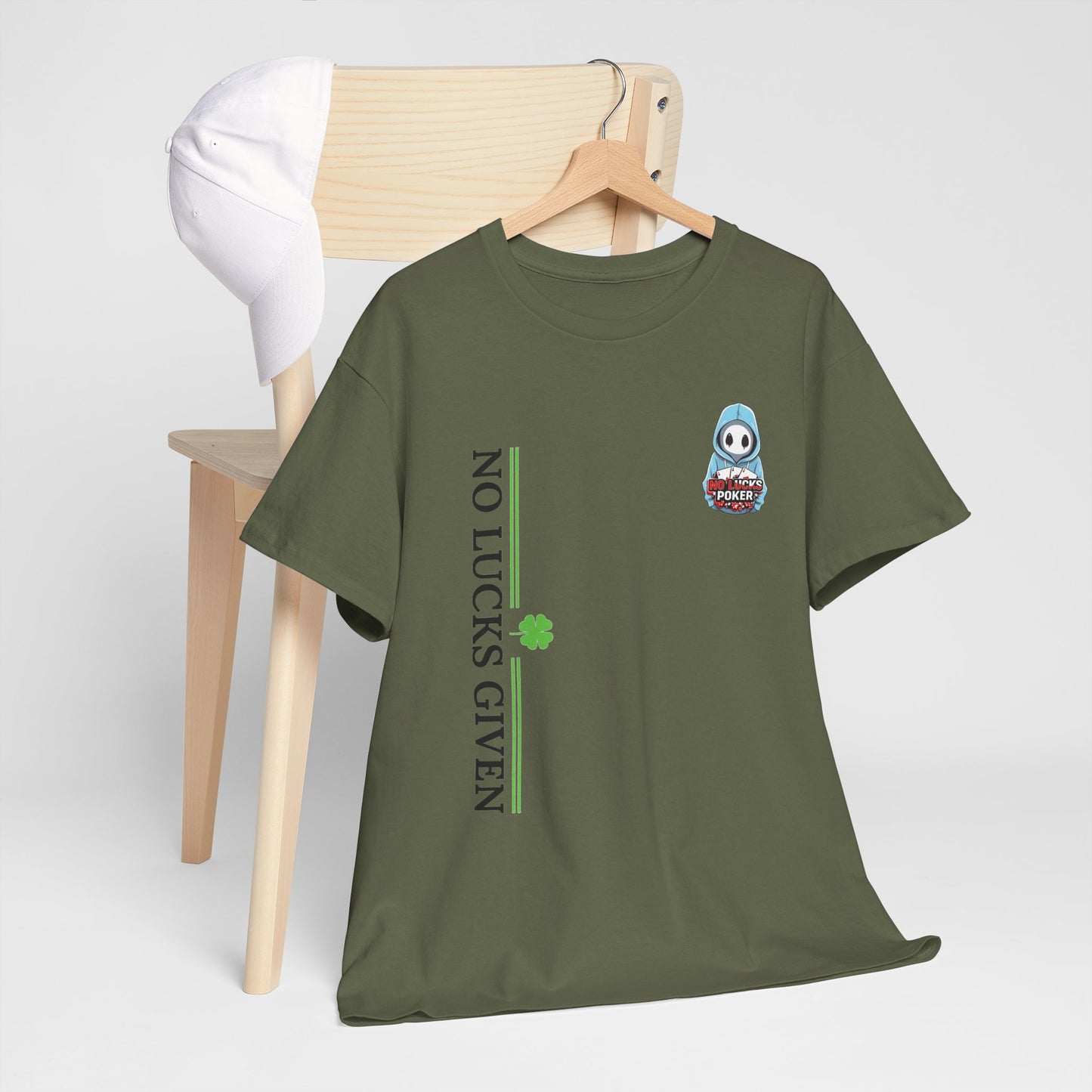 No Lucks Given – Ghost Logo Poker T-Shirt | Stealth Blackout Style