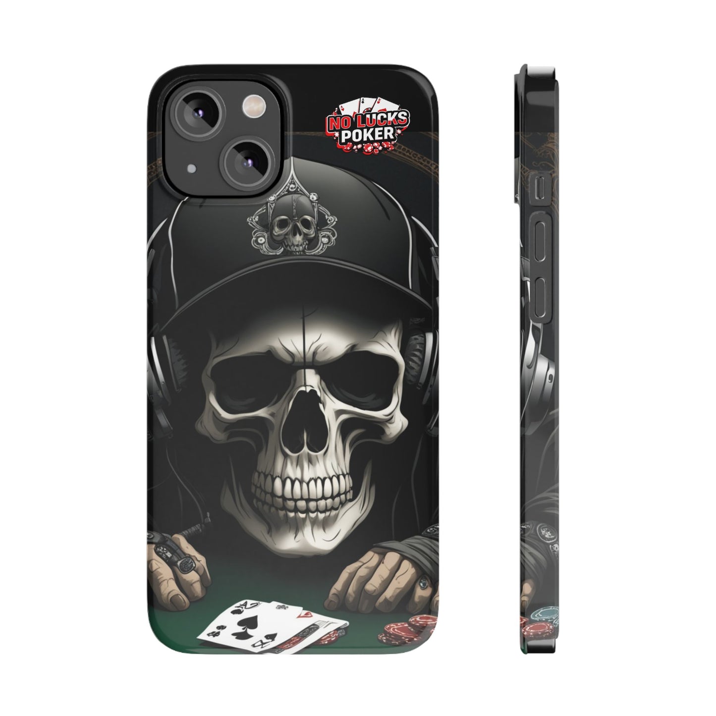 Poker Player with Skull at Poker Table Slim Phone Case -  iPhone 13 - 16