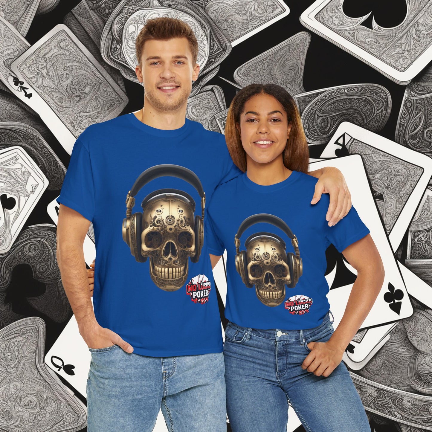 Clockwork steampunk Skull with headphones unisex heavy cotton T-shirt