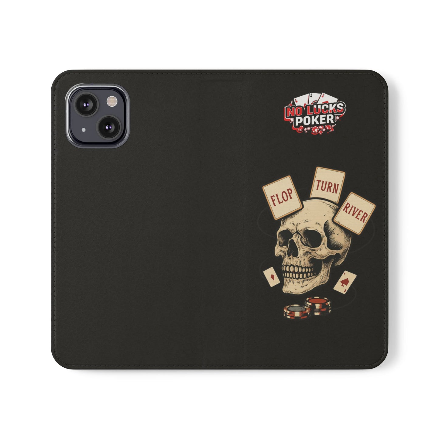 Flop Turn River Skull Wallet Phone Case | Zero Lucks – Poker Grind Gear