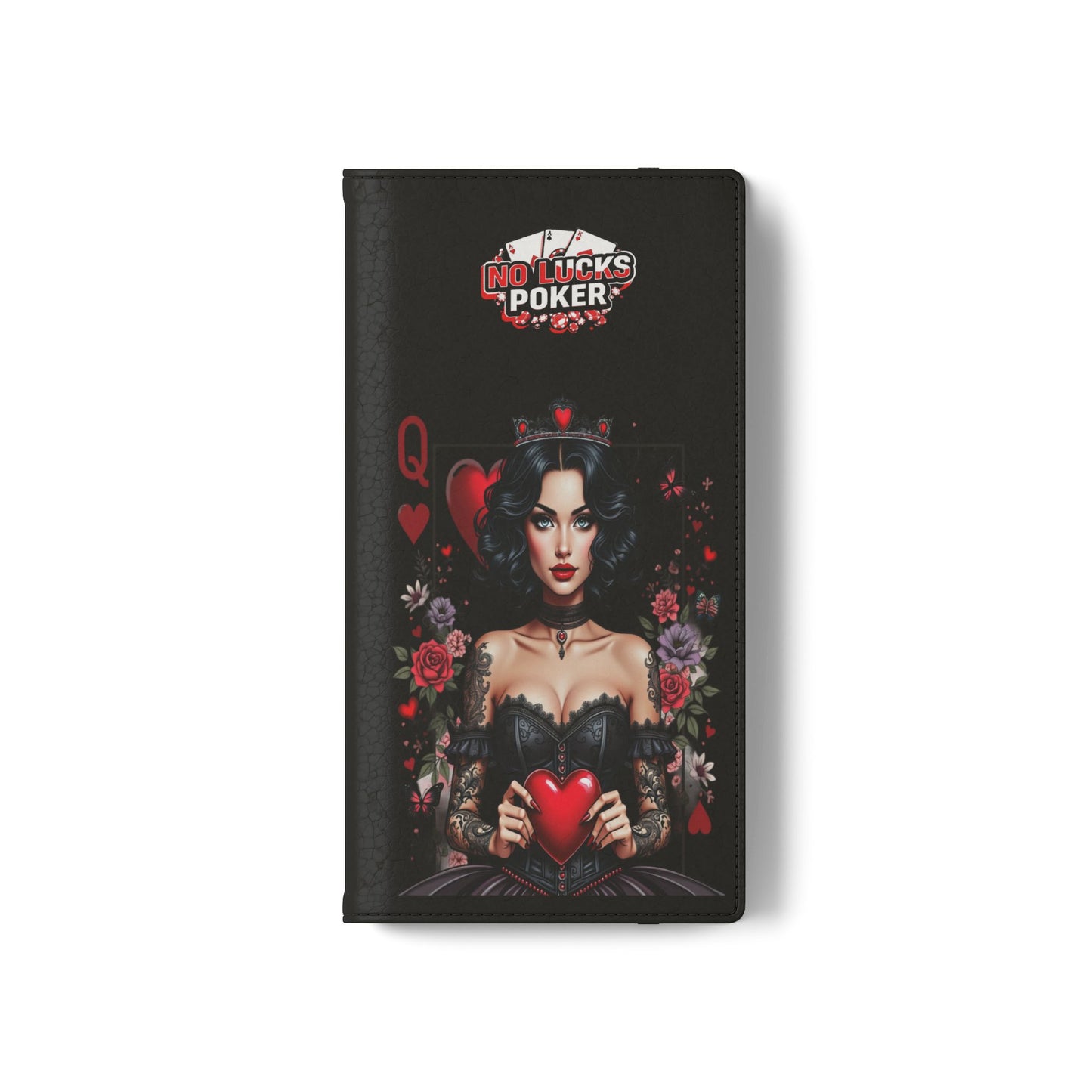 Queen of Hearts Gothic Wallet Phone Case | Zero Lucks – Dark Poker Design – iPhone & Android Phone Cover
