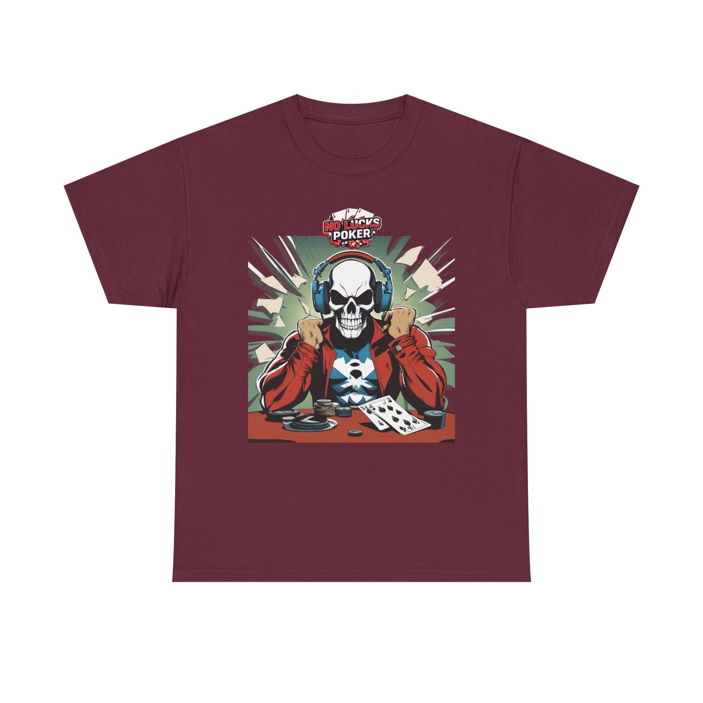 No Lucks Given – Poker Skull w/ Headphones Tee (Hero/Villain Edition)