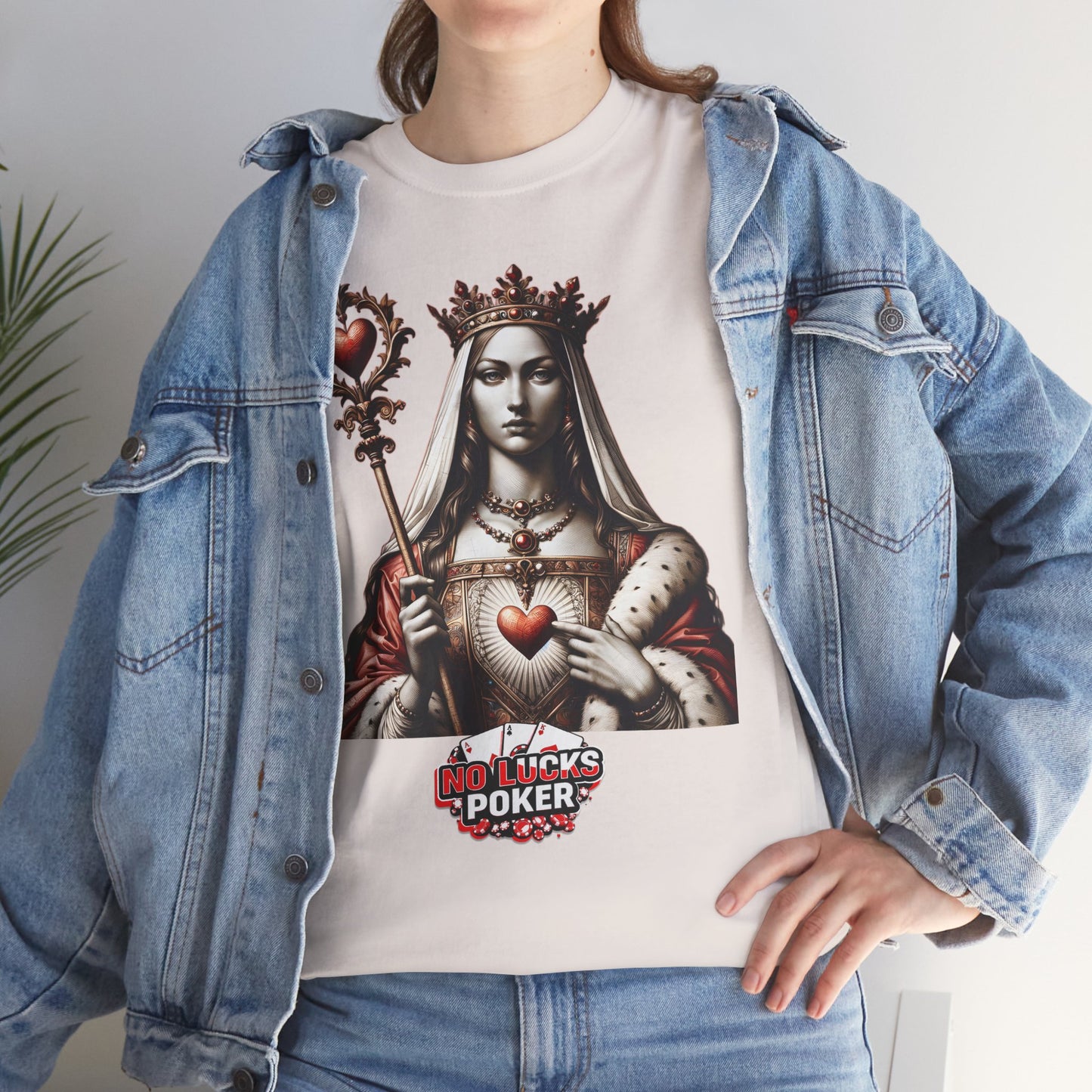 Queen of Hearts Poker T-Shirt | Unisex Heavy Cotton Tee