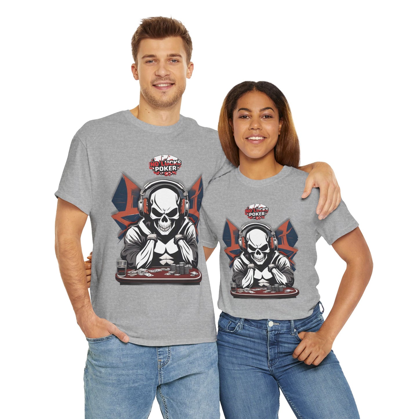 No Lucks Given – Hero/Villain Poker Skull Tee (Headphones Edition)